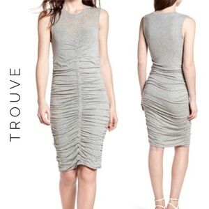 Trouve Ruched Gray Midi Dress NWT Small Women’s
